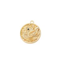 Brass Jewelry Pendants Flat Round gold color plated DIY Sold By PC