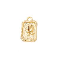 Bijoux pendentifs en laiton, rectangle, Placage de couleur d'or, DIY & avec motif de papillon, 17x11mm, Vendu par PC
