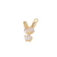 Cubic Zirconia Micro Pave Brass Pendant, Rabbit, gold color plated, DIY & micro pave cubic zirconia, 15x9mm, Sold By PC