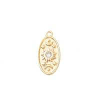 Brass Jewelry Pendants, Oval, gold color plated, DIY & micro pave cubic zirconia, 18x9mm, Sold By PC