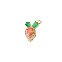 Cubic Zirconia Micro Pave Brass Pendant Carrot gold color plated DIY & micro pave cubic zirconia Sold By PC