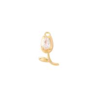 Cubic Zirconia Micro Pave Brass Pendant, Rose, gold color plated, DIY & micro pave cubic zirconia, 17x9mm, Sold By PC