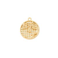 Hollow Brass Pendants Flat Round gold color plated DIY Sold By PC