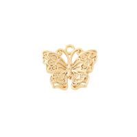 Bijoux pendentifs en laiton, papillon, Placage de couleur d'or, DIY, 14x16mm, Vendu par PC