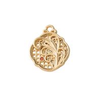 Cubic Zirconia Micro Pave Brass Pendant Flower gold color plated DIY & micro pave cubic zirconia & hollow Sold By PC