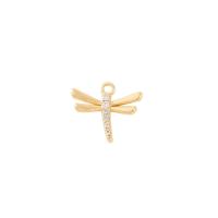 Cubic Zirconia Micro Pave Brass Pendant Dragonfly gold color plated DIY & micro pave cubic zirconia Sold By PC