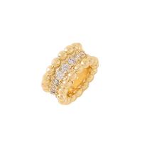 Cubic Zirconia Micro Pave Brass Beads Round Bugle gold color plated DIY & micro pave cubic zirconia Sold By PC