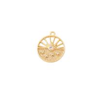 Hollow Brass Pendants, Flat Round, gold color plated, DIY & micro pave cubic zirconia, 17x15mm, Sold By PC