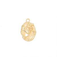 Brass Jewelry Pendants Oval gold color plated character design & DIY Sold By PC