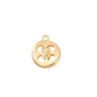 Hollow Brass Pendants, Button Shape, gold color plated, DIY, 11.50x13.50mm, Sold By PC