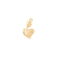 Bijoux pendentifs en laiton, Rose, Placage de couleur d'or, DIY, 16x9mm, Vendu par PC