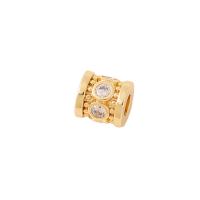 Perles cubes en laiton zircon Micro Pave, tube rond, Placage de couleur d'or, DIY & pavé de micro zircon, 7.50x7mm, Vendu par PC