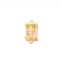 Mässing smycken Connector, Square, guldfärg pläterade, DIY & micro bana cubic zirconia & dubbel-håls & ihålig, 14.50x7mm, Säljs av PC