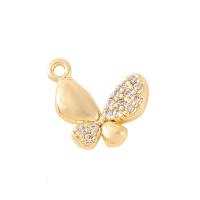 Cubic Zirconia Micro Pave Brass Pendant Butterfly gold color plated DIY & micro pave cubic zirconia Sold By PC