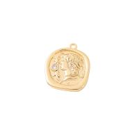 Cubic Zirconia Micro Pave Brass Pendant Face gold color plated DIY & micro pave cubic zirconia Sold By PC