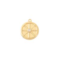 Cubic Zirconia Micro Pave Brass Pendant, Flat Round, gold color plated, DIY & micro pave cubic zirconia, 17x15mm, Sold By PC