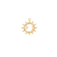 Cilindrata Zircone micro pavimenta il pendente di ottone, Luna e Stella, placcato color oro, DIY & Micro spianare cubic zirconia & cavo, 17x15mm, Venduto da PC