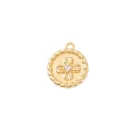 Cubic Zirconia Micro Pave Brass Pendant, Flat Round, gold color plated, DIY & micro pave cubic zirconia, 14x12mm, Sold By PC