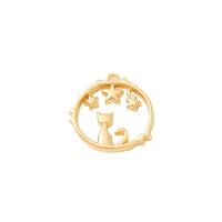 Hollow Brass Pendants, Cat, gold color plated, DIY, 16x16mm, Sold By PC