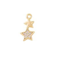 Cubic Zirconia Micro Pave Brass Pendant Star gold color plated DIY & micro pave cubic zirconia Sold By PC
