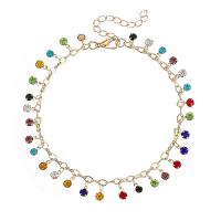 Tibetan Style Anklet, with Crystal, with 2inch extender chain, plated, fashion jewelry & for woman, more colors for choice, Length:Approx 8.3 Inch, Sold By PC