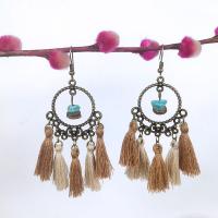 Zinc Alloy Drop Earrings with turquoise antique brass color plated fashion jewelry & Bohemian style & for woman nickel lead & cadmium free Sold By Pair