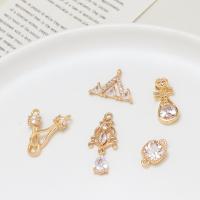 Cubic Zirconia Micro Pave Brass Pendant high quality plated DIY & micro pave cubic zirconia golden nickel lead & cadmium free Sold By PC