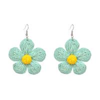 Earring Jewelry, Rattan, Flower, handmade, fashion jewelry & Bohemian style & for woman, more colors for choice, 75x55mm, Sold By Pair