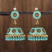 Zinc Alloy Drop Earrings gold color plated vintage & fashion jewelry & micro pave cubic zirconia & for woman & enamel nickel lead & cadmium free Sold By Pair