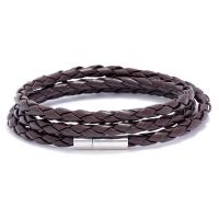 PU Leather Cord Bracelets, with Brass, handmade, fashion jewelry & Unisex, more colors for choice, 4mm, Length:62 cm, Sold By PC