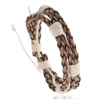 PU Leather Cord Bracelets, with Linen, handmade, Adjustable & fashion jewelry & Unisex, 15mm, Length:17-18 cm, Sold By PC