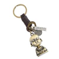 Tibetan Style Key Clasp, with Cowhide & Iron, handmade, fashion jewelry & Unisex, golden, 118x30mm, Sold By PC