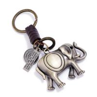 Fecho de chave de liga de zinco, corda de Couro de vaca, with ferro & liga de zinco, Elefante, feito à mão, joias de moda & unissex, dois diferentes cores, 112x30mm, vendido por PC
