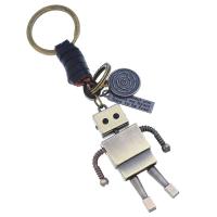 Zinc Alloy Key Clasp Cowhide with Zinc Alloy Robot handmade fashion jewelry & Unisex two different colored 130mm Sold By PC
