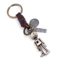 Zinc Alloy Key Clasp Cowhide with Iron & Zinc Alloy handmade fashion jewelry & Unisex two different colored Sold By PC