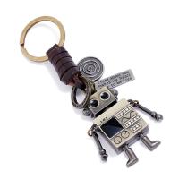 Fecho de chave de liga de zinco, corda de Couro de vaca, with ferro & liga de zinco, Robô, feito à mão, joias de moda & unissex, dois diferentes cores, 115x30mm, vendido por PC