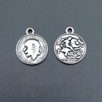 Tibetan Style Flat Round Pendants, antique silver color plated, vintage & DIY, nickel, lead & cadmium free, 17x14mm, Approx 100PCs/Bag, Sold By Bag