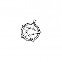 Sinkkiseos Star riipus, Pentagram, antiikki hopea päällystetty, Vintage & tee-se-itse & ontto, nikkeli, lyijy ja kadmium vapaa, 30x26mm, N. 100PC/laukku, Myymät laukku