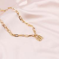 Stainless Steel Jewelry Necklace, 304 Stainless Steel, with 1.97inch extender chain, Lock, 18K gold plated, fashion jewelry & for woman, golden, 20x23mm, Length:Approx 17.72 Inch, Sold By PC