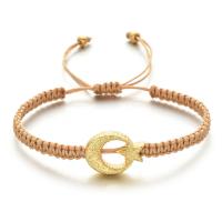 Chain Woven Bracelets Polyester Cord with Zinc Alloy Moon and Star plated adjustable & for woman Length Approx 18-28 cm Sold By PC
