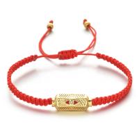 Chain Woven Bracelets, Polyester Cord, with Tibetan Style, gold color plated, adjustable & for woman & enamel, more colors for choice, Length:Approx 18-28 cm, Sold By PC