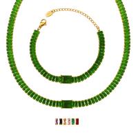 Parures de bijoux, Bracelet & collier, Acier titane, styles différents pour le choix & pavé de micro zircon & pour femme, plus de couleurs à choisir, 7mm,5mm, Vendu par PC