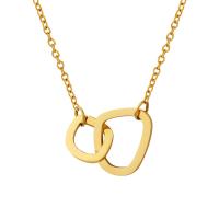 Titanium Steel Necklace, with 5cm extender chain, Geometrical Pattern, Vacuum Ion Plating, for woman & hollow, golden, 1.1cm,1.6cm, Length:Approx 40 cm, Sold By PC