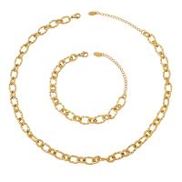 Parures de bijoux, Bracelet & collier, Acier titane, styles différents pour le choix & pour femme, doré, 7mm, Vendu par PC