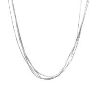 Multi Layer Necklace, Brass, with 5cm extender chain, silver color plated, fashion jewelry & multilayer & for woman, nickel, lead & cadmium free, Length:Approx 40 cm, Sold By PC