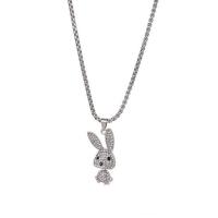 Tibetan Style Jewelry Necklace, Titanium Steel, with Tibetan Style, Rabbit, fashion jewelry & for woman & with rhinestone, original color, Length:Approx 70 cm, Sold By PC
