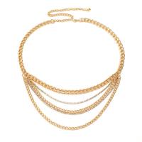 Lanac nakit, Cink Alloy, pozlaćen, modni nakit & višeslojni & za žene & s Rhinestone, više boja za izbor, nikal, olovo i kadmij besplatno, Dužina 73 cm, Prodano By PC