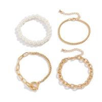 Zinc Alloy Jewelry Sets with Plastic Pearl with 1.9inch extender chain plated 4 pieces & fashion jewelry & for woman nickel lead & cadmium free Length Approx 6.2 Inch Sold By Set