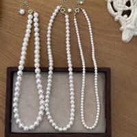 Plastic Pearl Necklace, with 5cm extender chain, fashion jewelry & different size for choice & for woman, white, Length:Approx 42 cm, Sold By PC