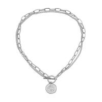 Zinc Alloy smykker halskæde, forgyldt, Dobbelt lag & mode smykker & for kvinde, flere farver til valg, nikkel, bly & cadmium fri, 22x15mm, Længde 40 cm, Solgt af PC